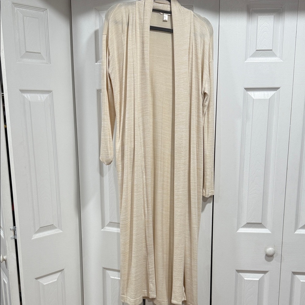 Long Cream Open Cardigan